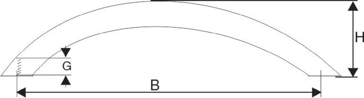BMB Möbelgriff Edelstahl matt 96 mm – Segmentbogengriff mit Schrauben