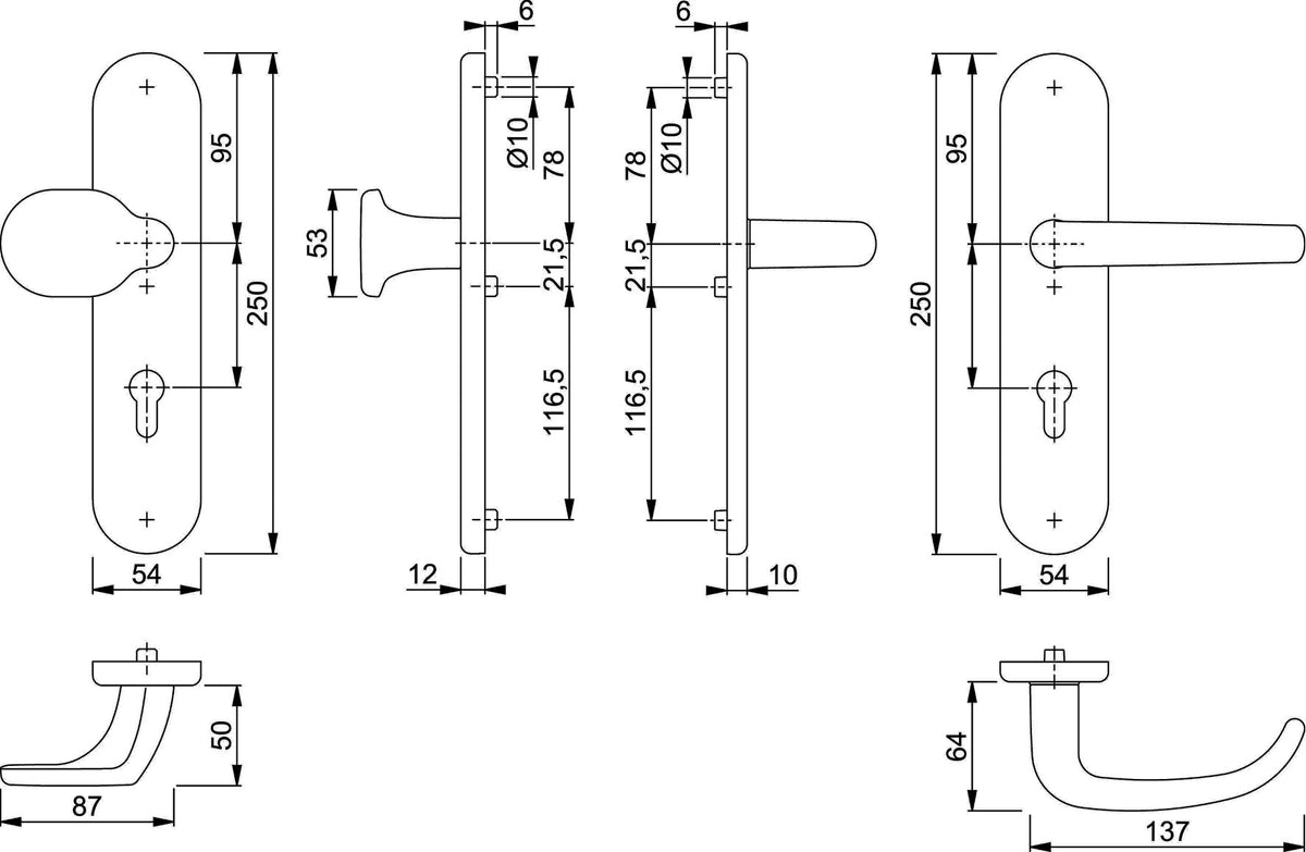 HOPPE Schutzgarnitur San Francisco 86G/3331/3310/1301 Aluminium F1 für Abschlusstüren, DIN links/rechts, ES 1