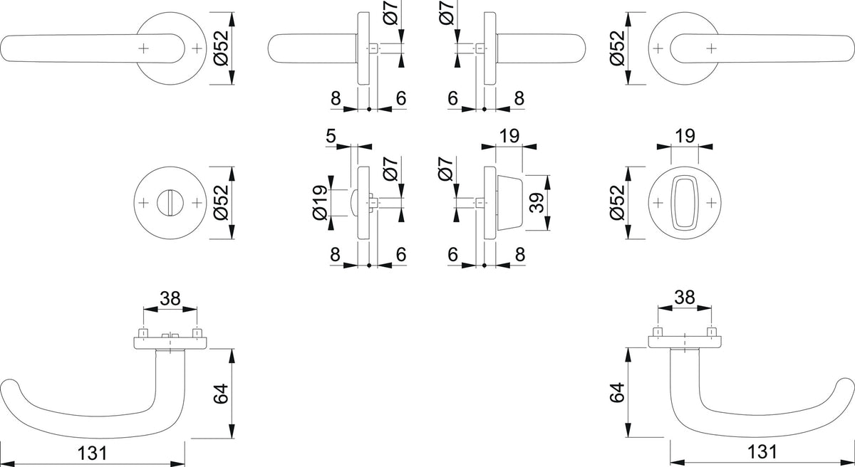 HOPPE Rosettengarnitur San Francisco E1301Z/42KV/42KVS Edelstahl F69 U-Form DIN L/R