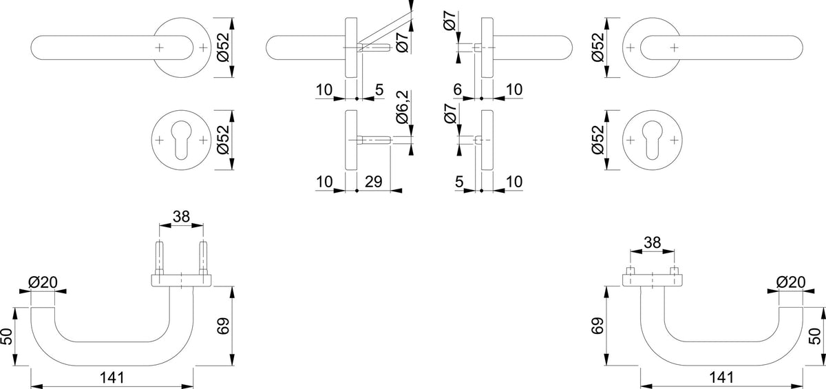 HOPPE FS-Garnitur Paris FS-E138/42H/42HS Edelstahl Feuerschutz Rosettenwechselgarnitur
