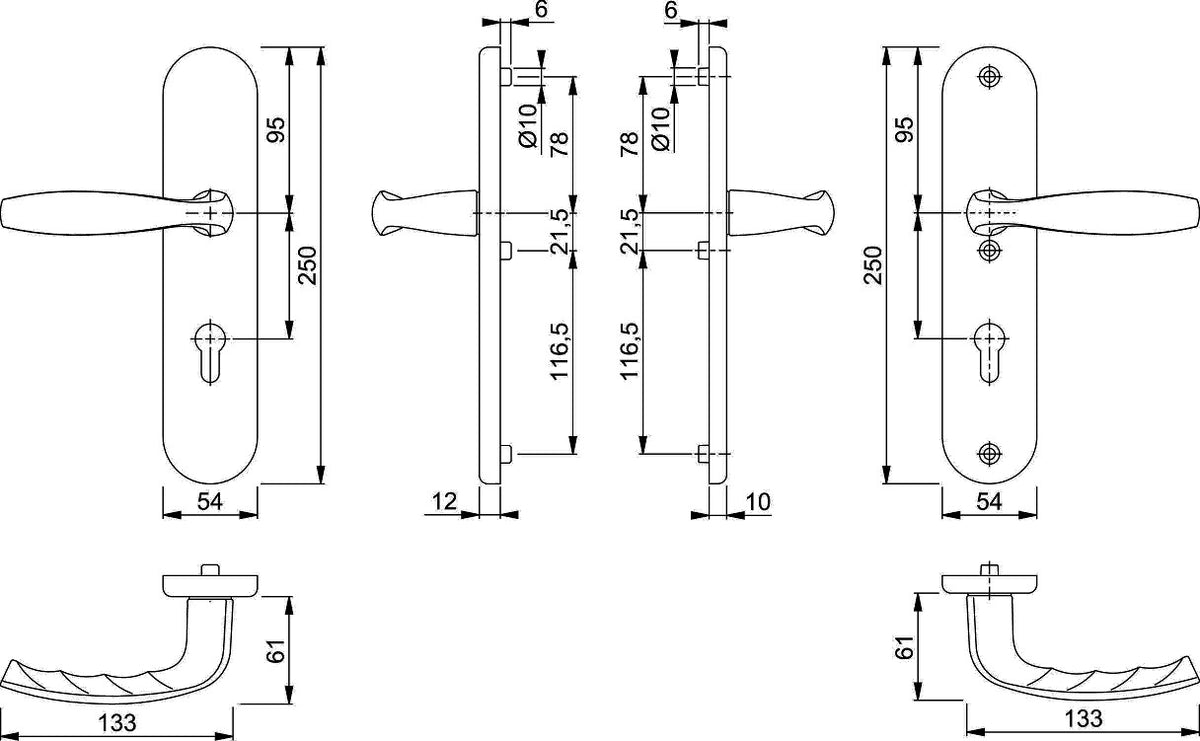 HOPPE Schutzgarnitur NY 76G/3331/3410/1810H Alu.F1 92mm 66-76mm Wechselgarnitur