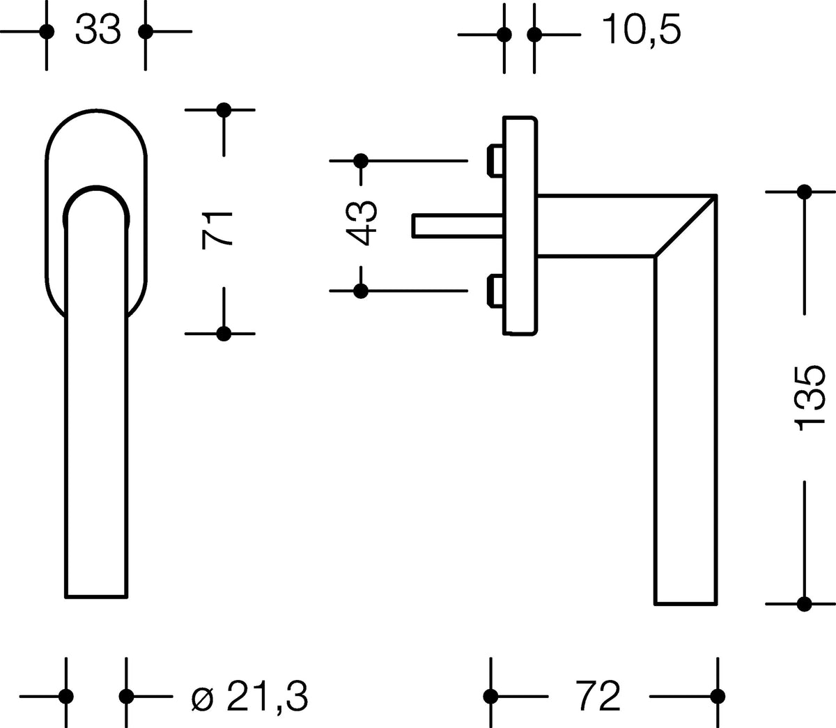 HEWI Fenstergriff 162XAFG.2 30mm – Edelstahl matt, abschließbar, für Kippen vor Drehen