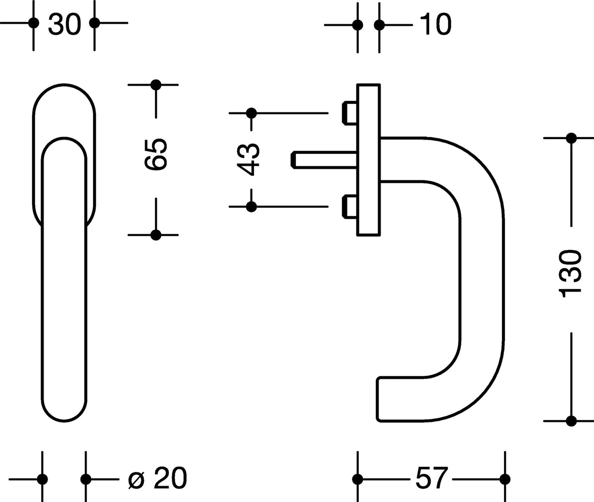 HEWI Fenstergriff 111FG.1 30mm abschließbar reinweiß RAL-RG 607/9