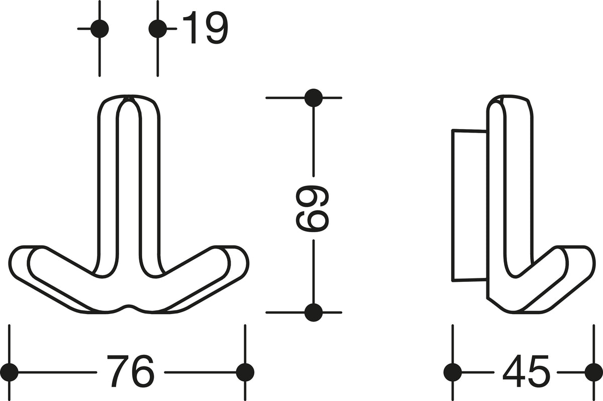 HEWI Doppelhaken Serie 477 – Elastischer Mantelhaken in Senfgelb, H 69 mm