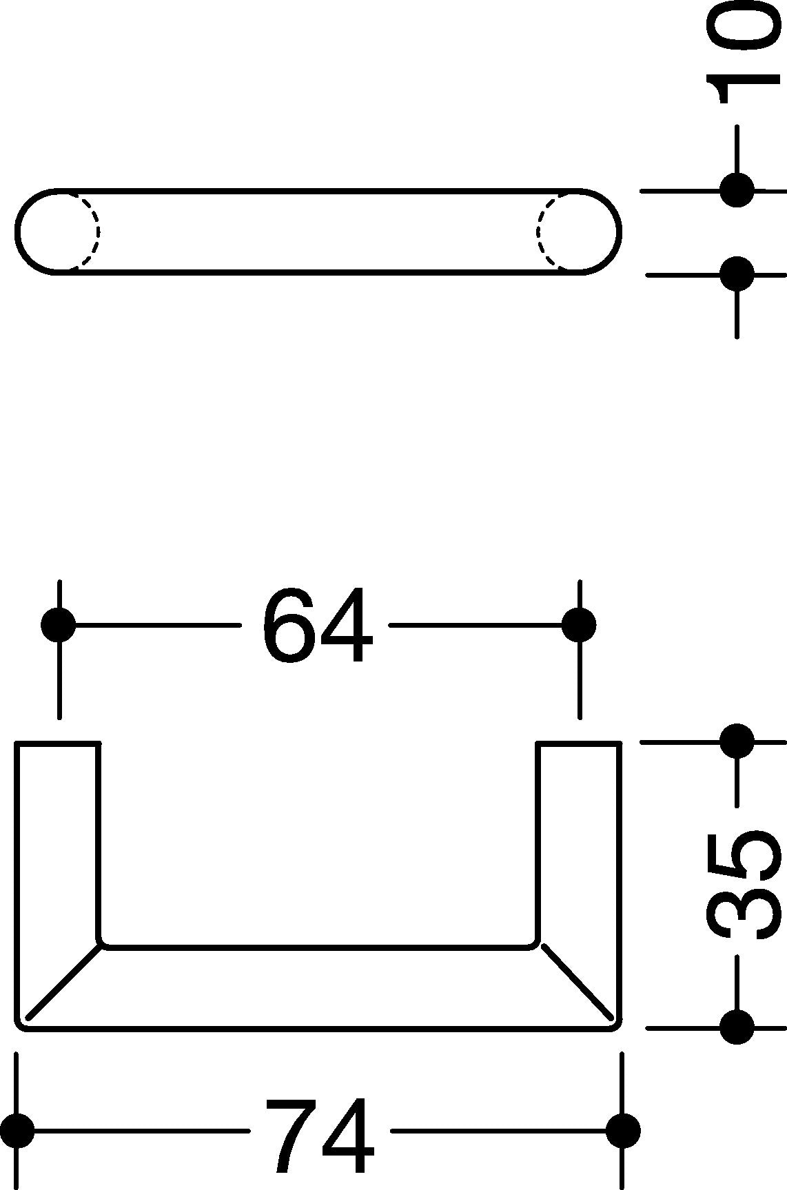 HEWI Möbelgriff 562.10.64 PA 90 tiefschwarz, Ø 10 mm, Gehrungsgriff, 64 mm Befestigungsabstand