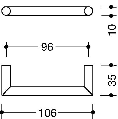 HEWI Möbelgriff 562.10B96 PA 90 – Tiefschwarzer Gehrungsgriff aus Polyamid, 96 mm Befestigungsabstand