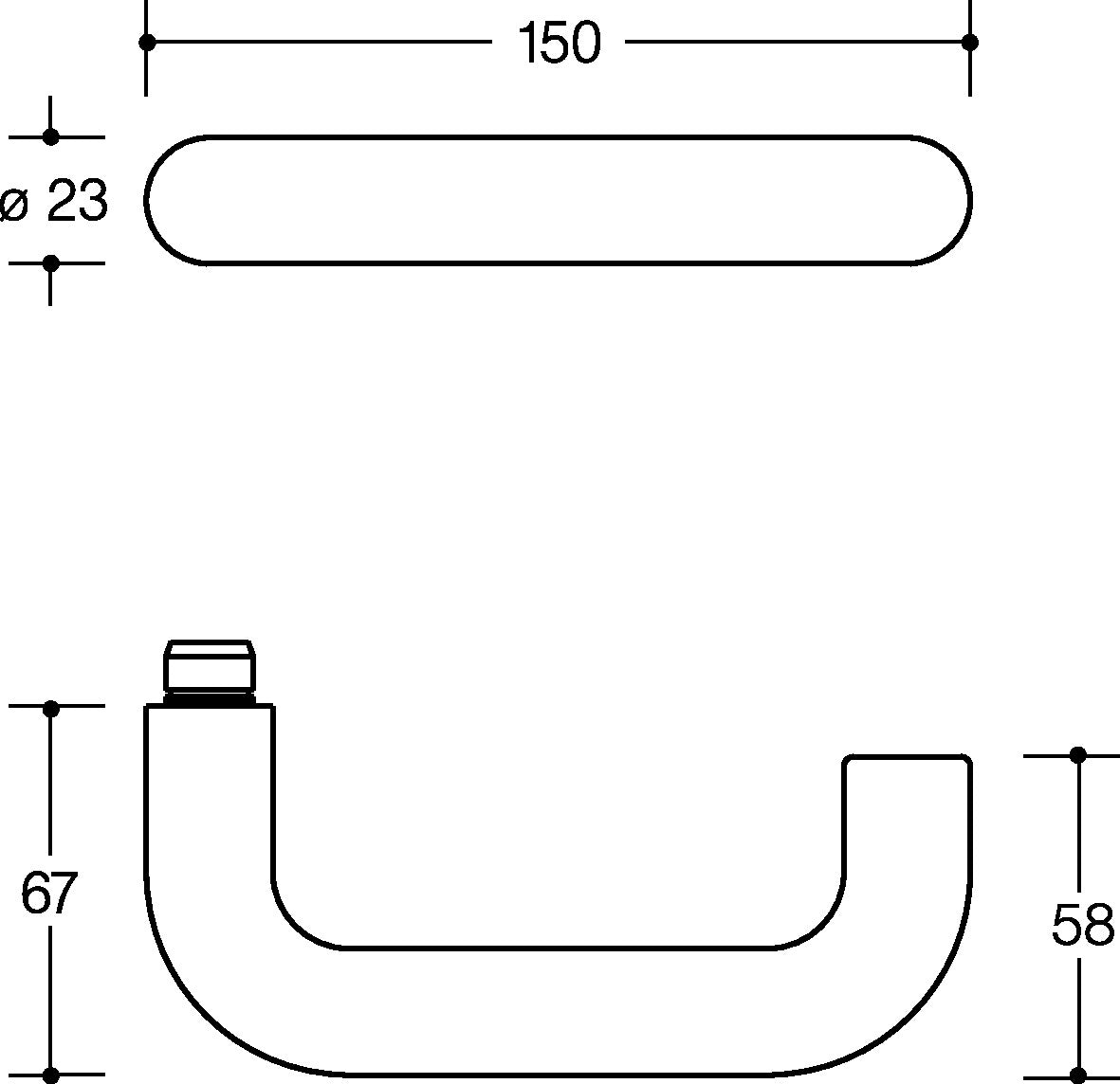 HEWI Zimmergarnitur 111PBR01.230 – U-Form Drückergarnitur, PZ, DIN L/R, tiefschwarz matt