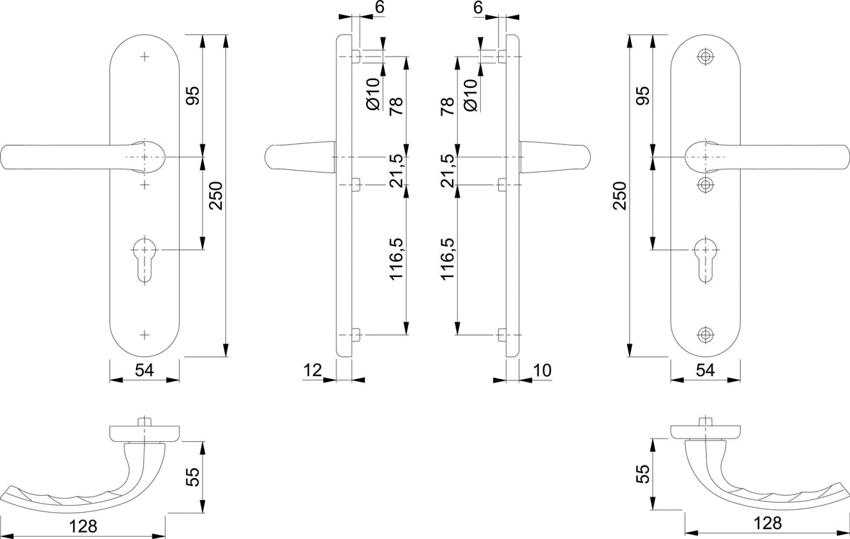 HOPPE Schutzgarnitur Tôkyô 76G Aluminium F1 ES 1 für Abschlusstüren