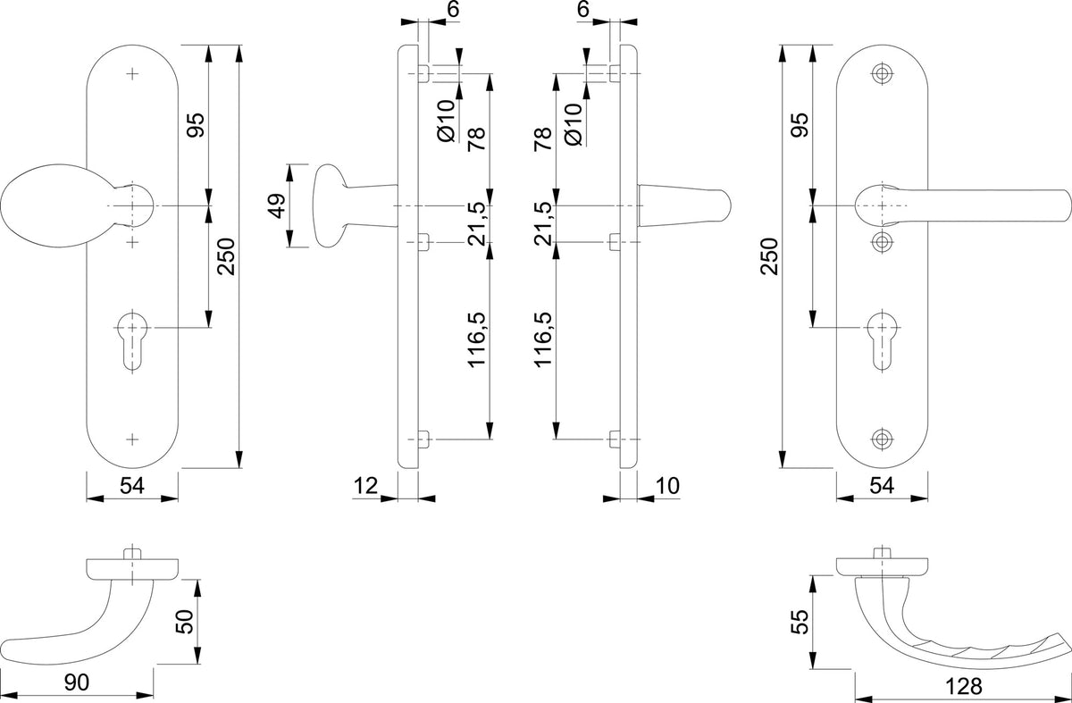 HOPPE Schutzgarnitur Tôkyô 76G Aluminium F1 ES 1 für Abschlusstüren