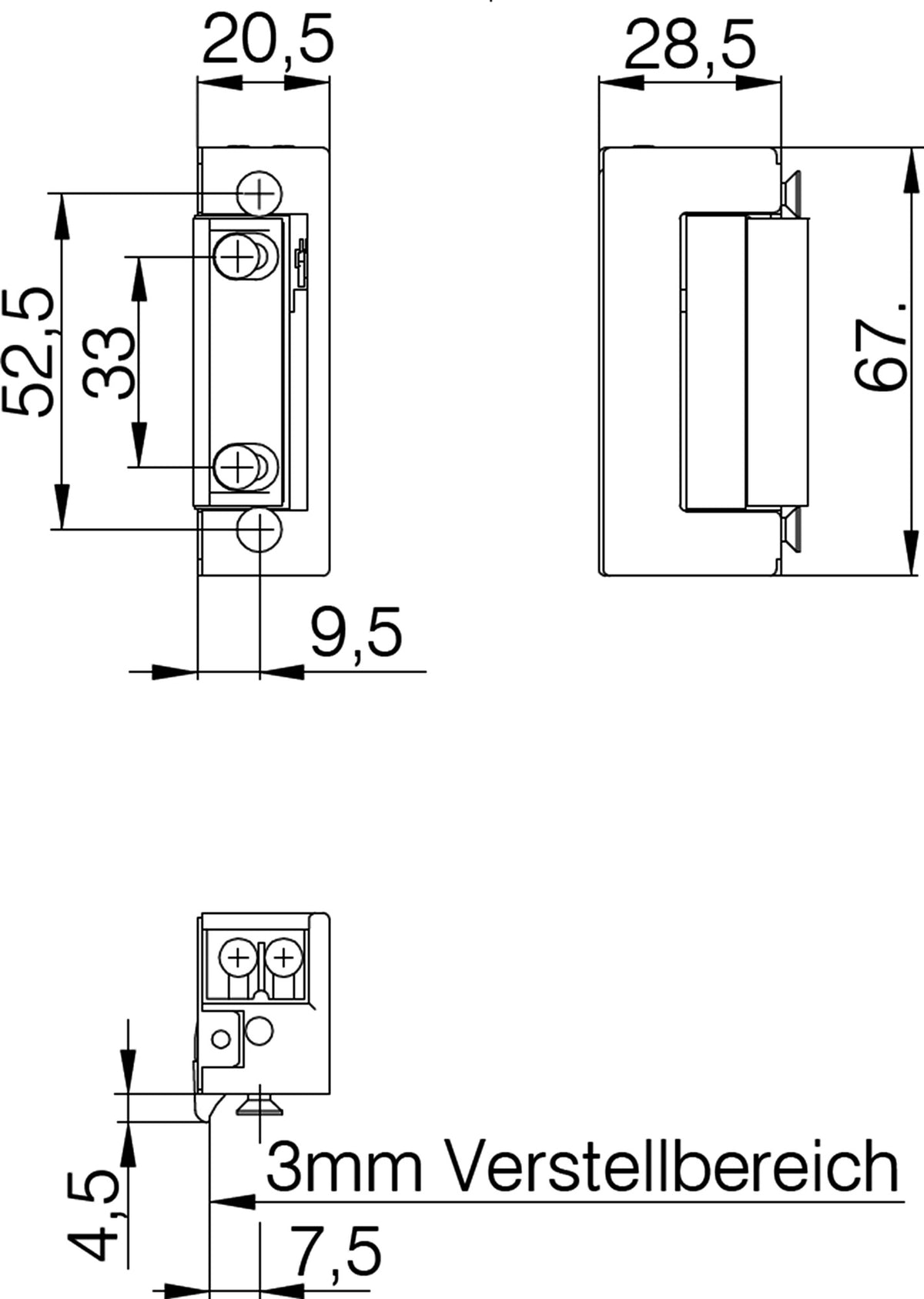 DENI Elektrotüröffner 20171 6-12 V AC/DC DIN links/rechts mit Entriegelungshebel