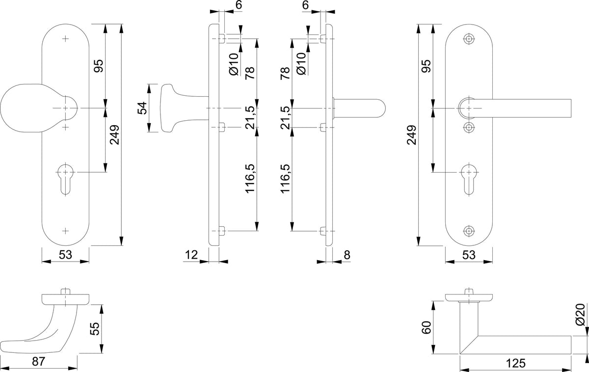 HOPPE Schutzgarnitur Utrecht E86G/3331A/3440/1444Z Edelstahl F69 72 mm für Abschlusstüren