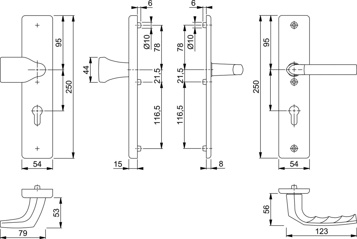 HOPPE Schutzgarnitur Birmingham 78G/2222A/2440/1117 Aluminium F1 für Abschlusstüren DIN 18257 ES0