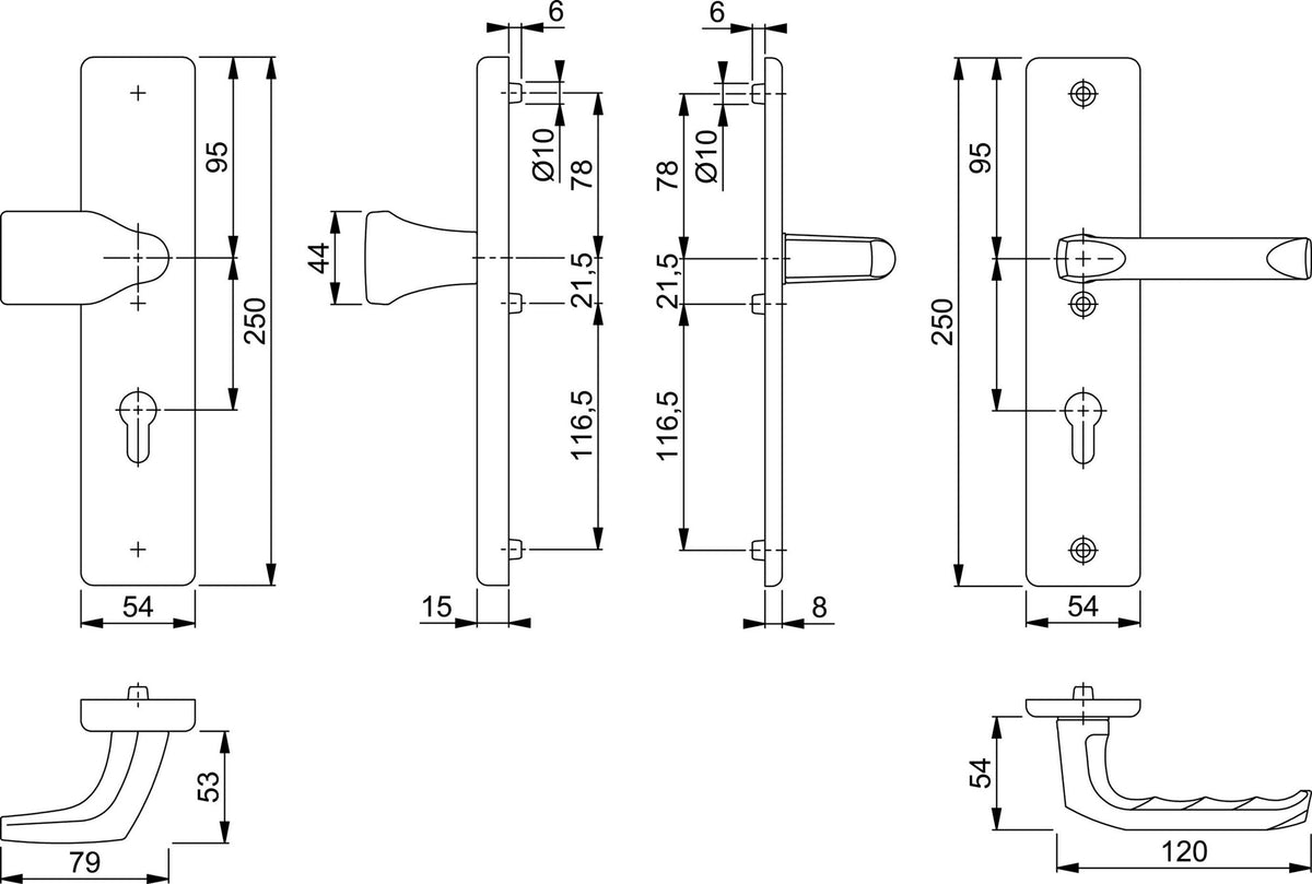 HOPPE Schutzgarnitur London 78G/2222A/2440/113 Aluminium F1 für Abschlusstüren