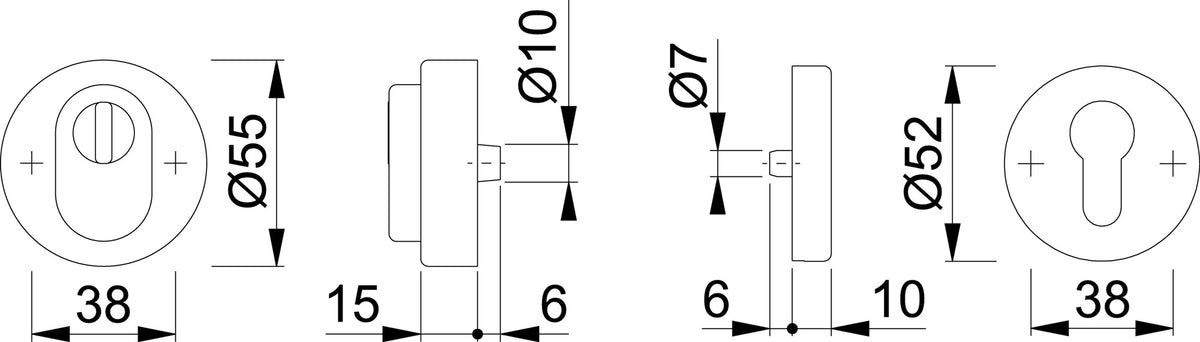 HOPPE Schutzrosettenpaar E42ZNSB/42HS Edelstahl F69 rund 15 mm für Außentüren