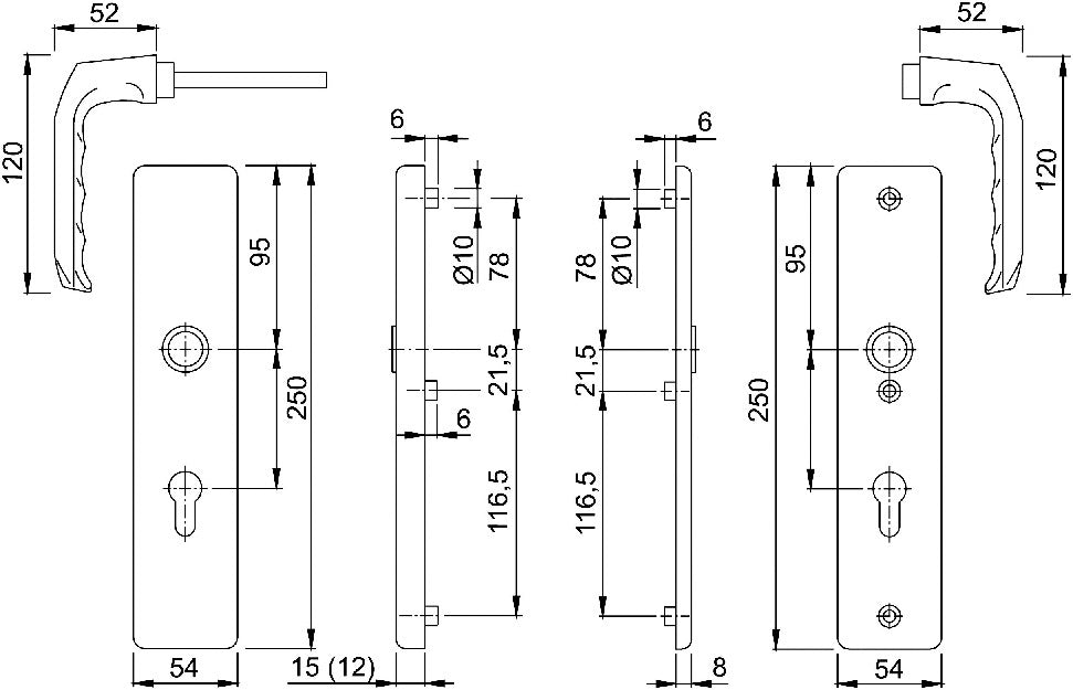 HOPPE Schutzgarnitur London 113/2221A/2440 Aluminium F2 für Abschlusstüren