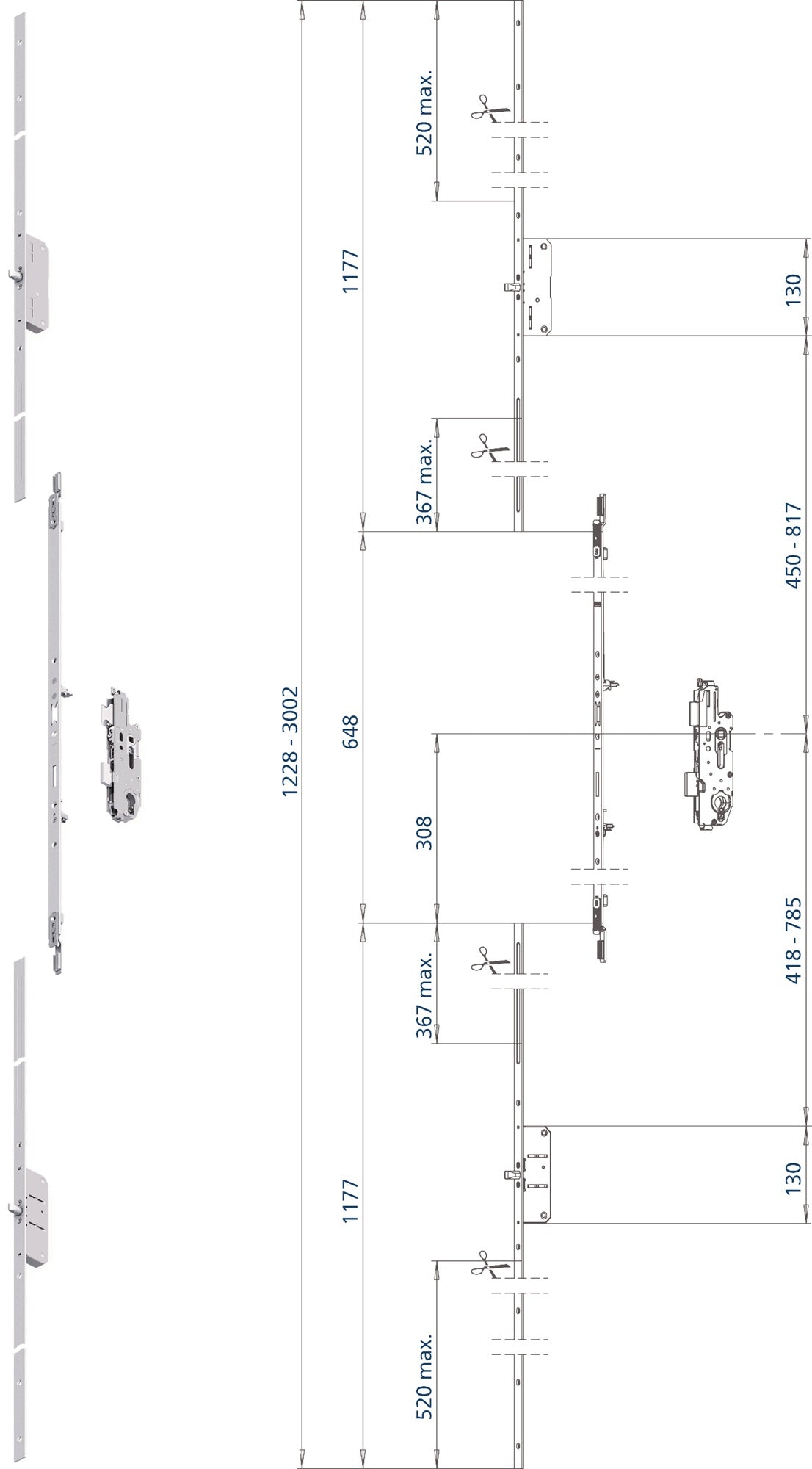 FUHR Anschlussstulp Multisafe MA Flachstulp 16 mm Länge 1177 mm in Fuhr Silver