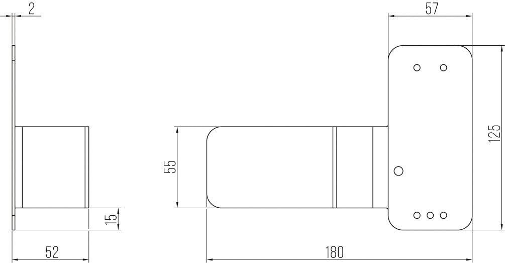 DENI Abdeckung für verdeckte Montage L125xB180mm – Edelstahl für Panikstange links
