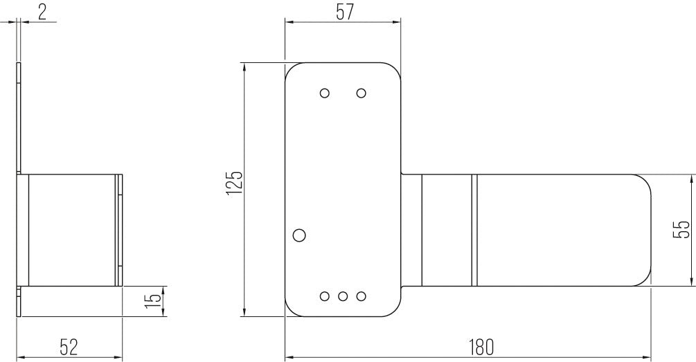 DENI Abdeckung für verdeckte Montage L125xB180mm – Edelstahl für Panikstange links