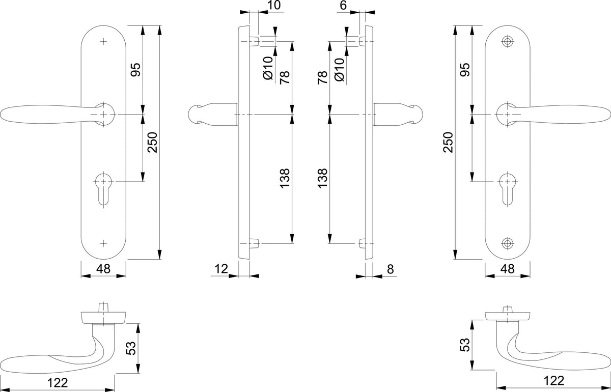 HOPPE Schutzwechselgarnitur Pisa M76G – Schutzgarnitur mit Stahlanbohrschutz, 72 mm, F77-R