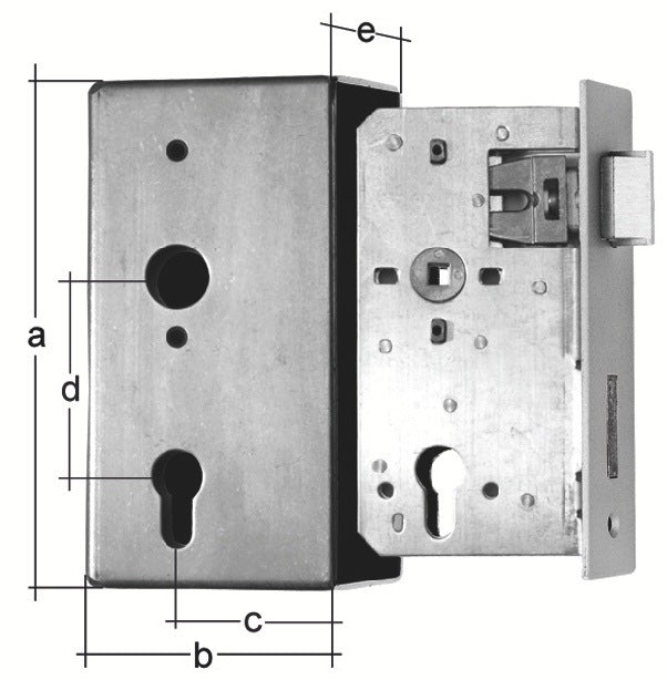 GAH Schlosskasten DIN L/R 185x90x55 mm, Dornmaß 55 mm, zum Anschweißen an Metalltore