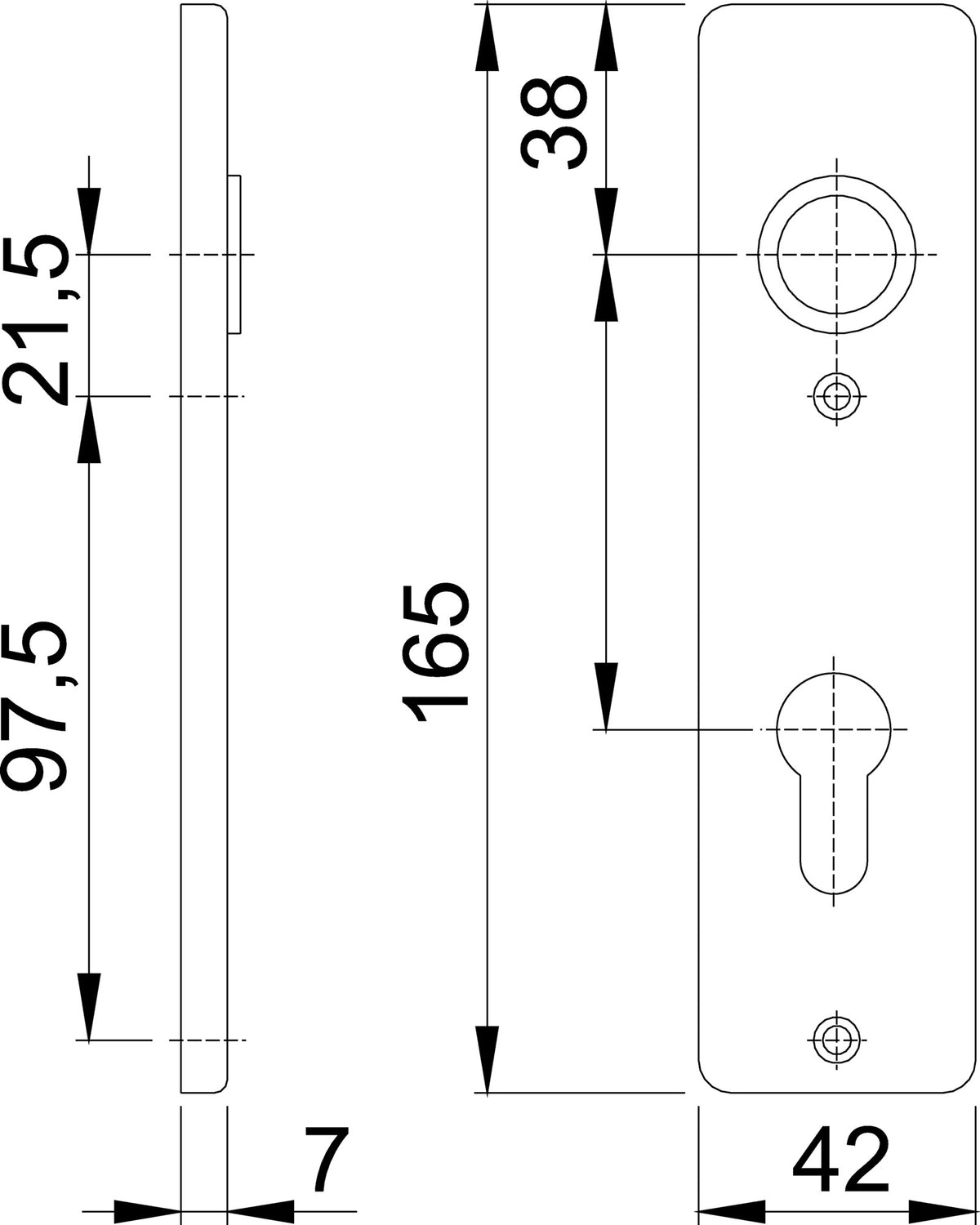HOPPE Kurzschildpaar 202KP Aluminium F4 bronzefarbig PZ 165 mm