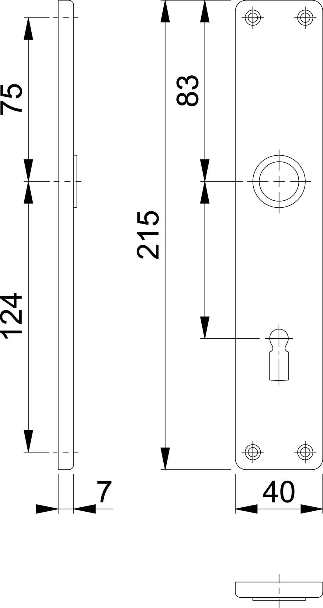 HOPPE Langschildpaar 202SP F2/neusilberfarbig, 72 mm Entfernung, Aluminium, sichtbare Verschraubung