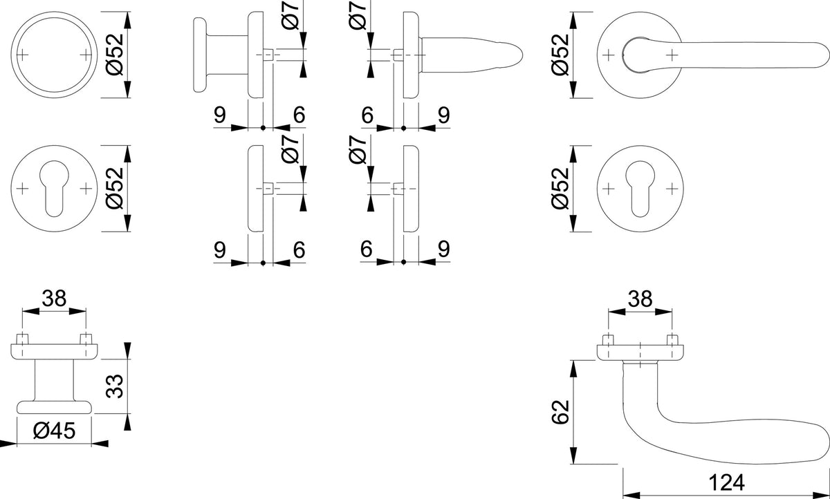 HOPPE Rosettengarnitur Cardiff E1850Z/17KV/17KVS – Edelstahl matt, DIN L/R, 8 mm Vierkant