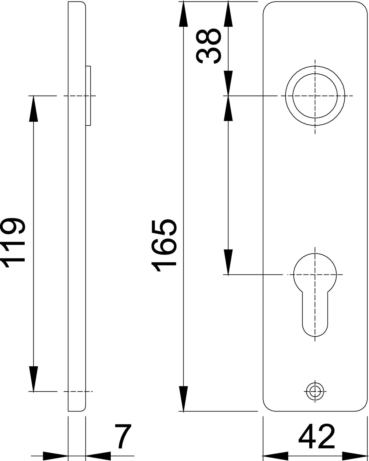 HOPPE Kurzschildpaar 202KP/AP Aluminium F2 neusilberfarbig für Zimmertüren