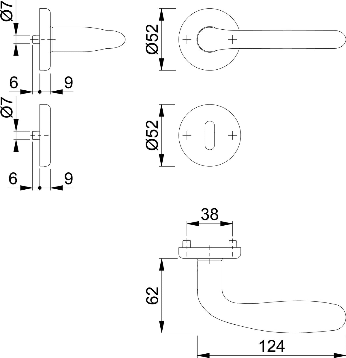 HOPPE Rosettengarnitur Cardiff E1850Z/17KV/17KVS – Edelstahl matt, DIN L/R, 8 mm Vierkant