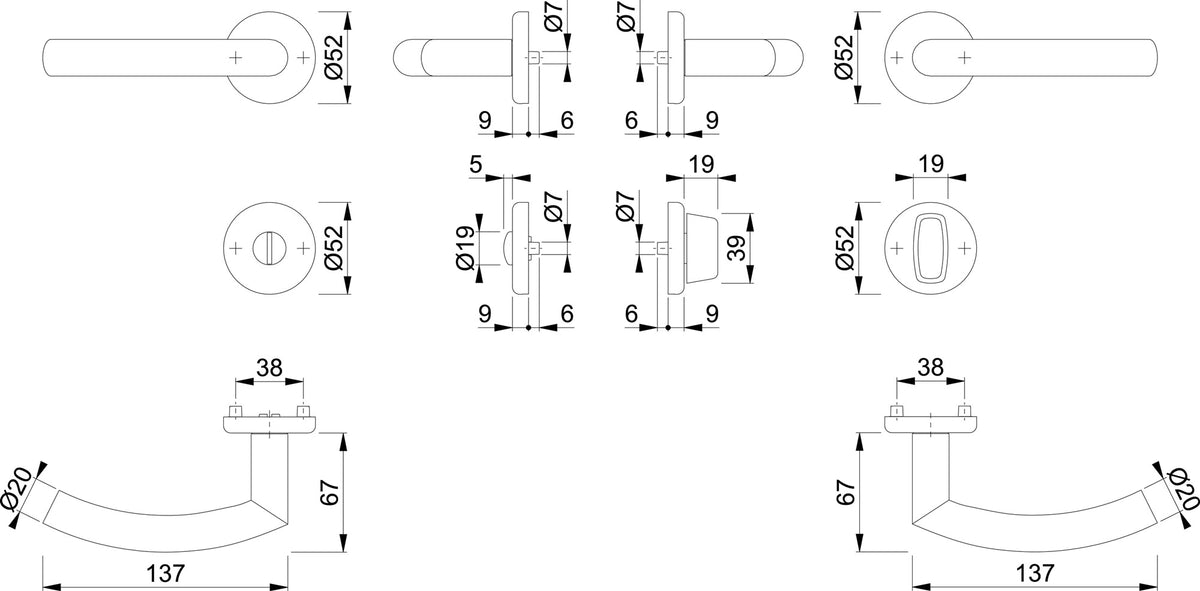 HOPPE Rosettengarnitur Narvik E1430ZP/17KV/17KVS Edelstahl F69 DIN L/R – für Innentüren