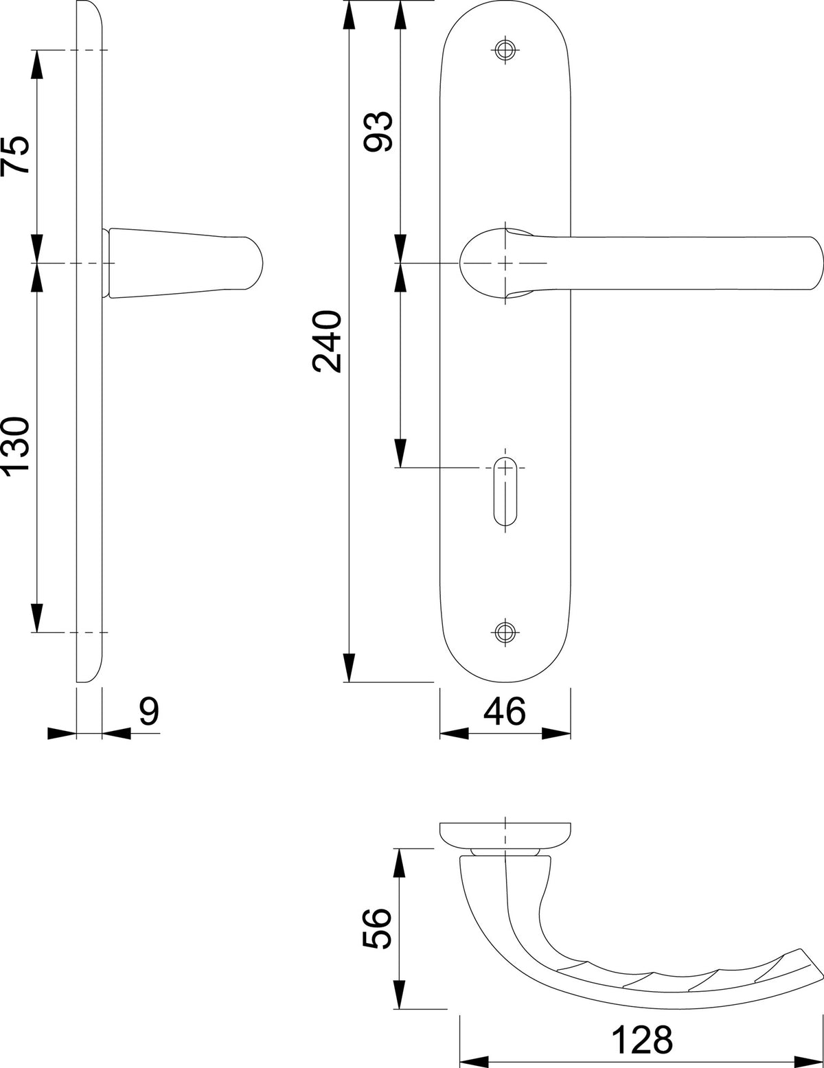 HOPPE Langschildgarnitur Tôkyô 1710/273P Aluminium F1 OB 72 mm DIN L/R