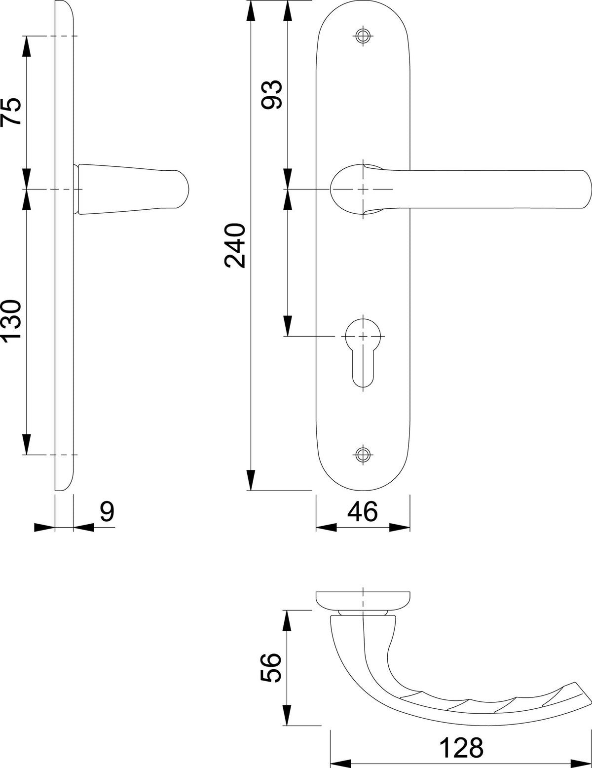 HOPPE Langschildgarnitur Tôkyô 1710/273P Aluminium F1 OB 72 mm DIN L/R