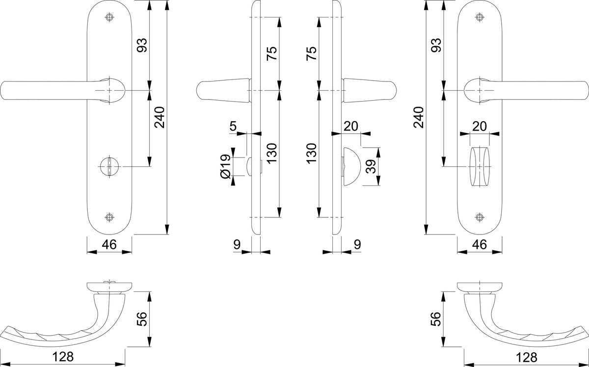 HOPPE Langschildgarnitur Tôkyô 1710/273P Aluminium F1 OB 72 mm DIN L/R