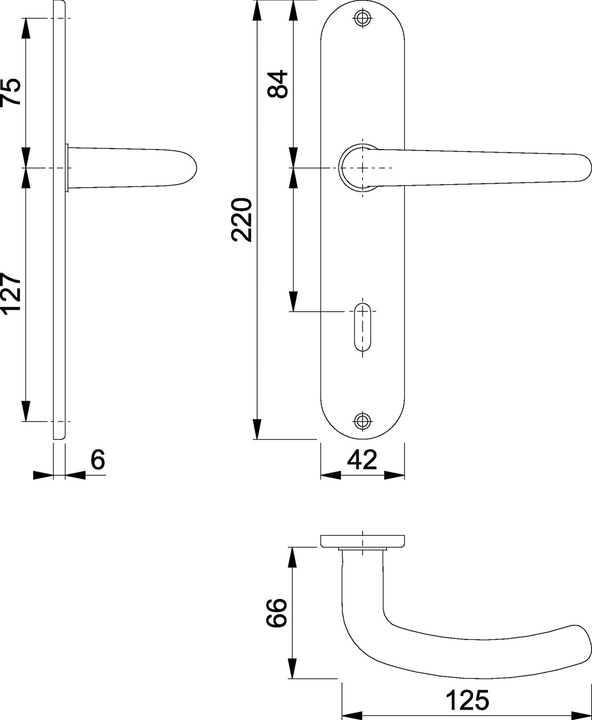 HOPPE Langschildgarnitur Denver E1310Z/302 Edelstahl F69 DIN L/R für Innentüren