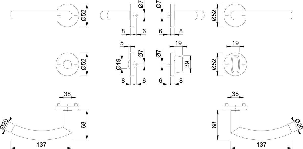 HOPPE Rosettengarnitur Trondheim E1430Z/42KV/42KVS Edelstahl F69 rund DIN L/R – Schnellstift
