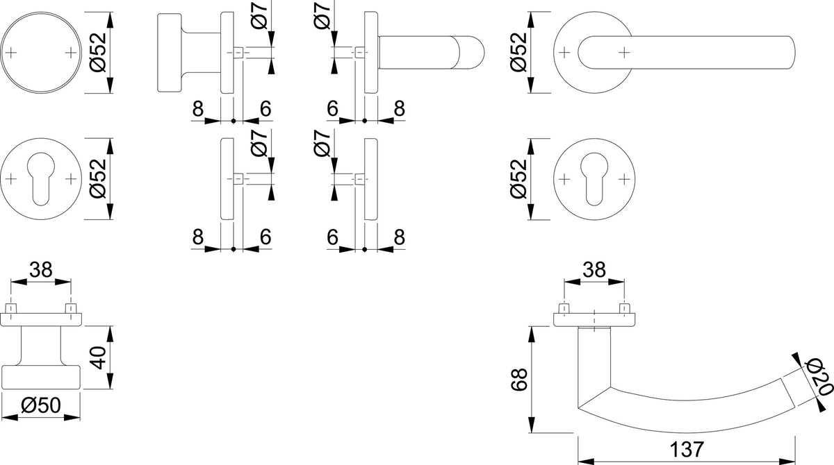 HOPPE Rosettengarnitur Trondheim E1430Z/42KV/42KVS Edelstahl F69 rund DIN L/R – Schnellstift