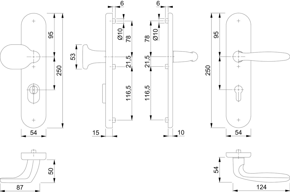 HOPPE Schutzwechselgarnitur Verona 86G Aluminium ES 1 mit Zylinderabdeckung
