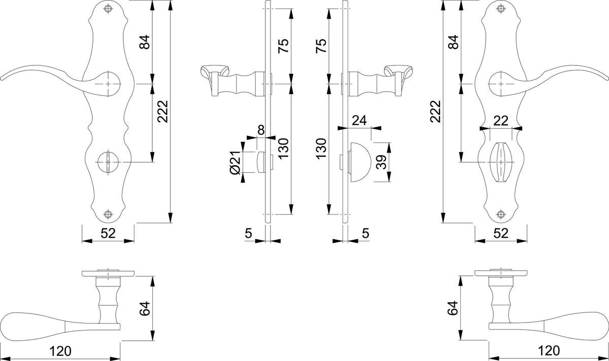 HOPPE Langschildgarnitur Weimar M112SLN/2007 MS F71 BB 72 mm DIN L/R – Drückergarnitur für Innentüren