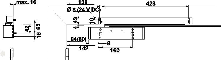 DORMAKABA Türschließer TS 93 B Gleitschienen-Technik Normalmontage Bandseite EN 5-7 Weiß