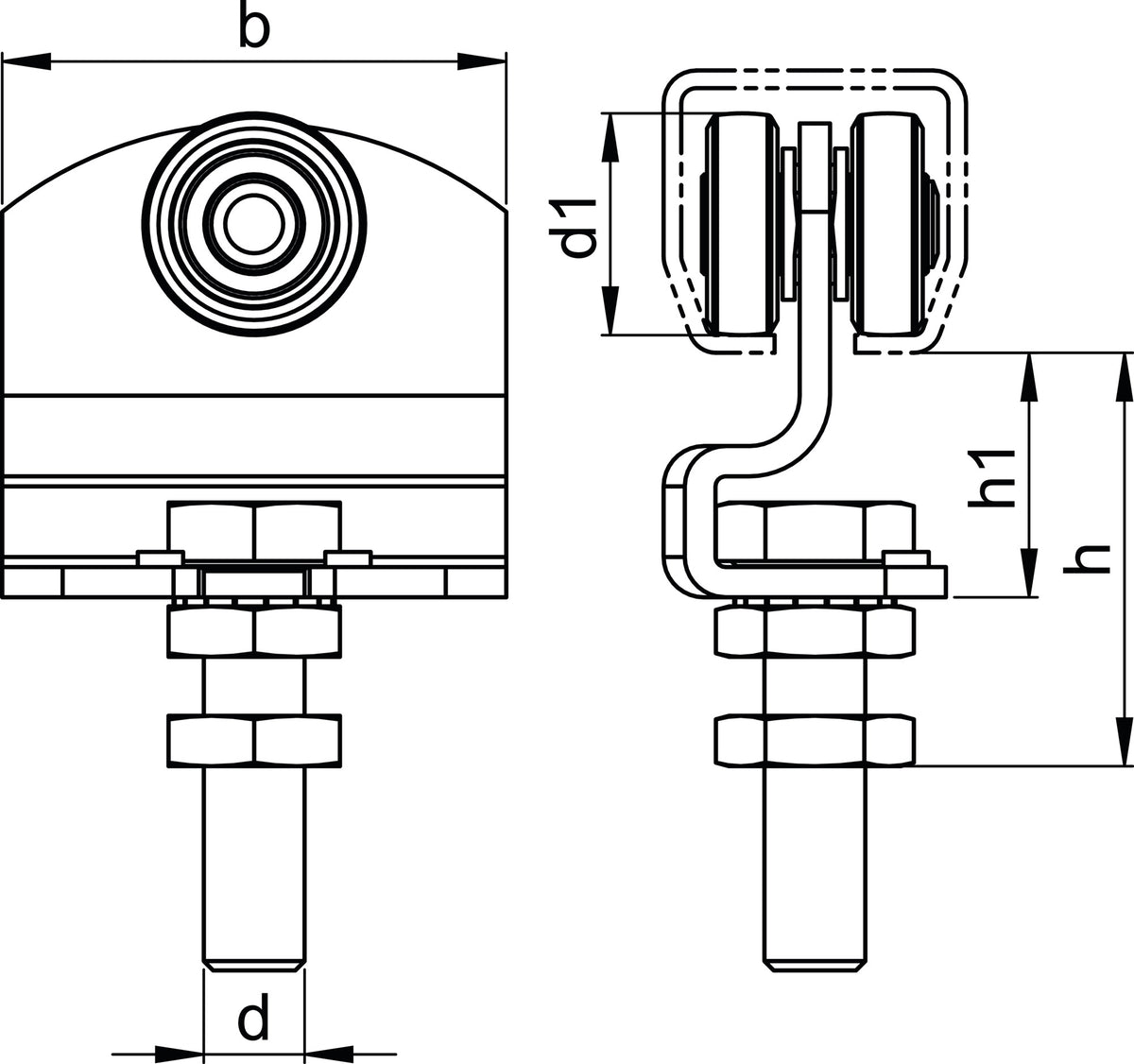 HELM Rollapparat -90 190 für Profil 100, Stahl verzinkt gelb, 30 kg Tragfähigkeit