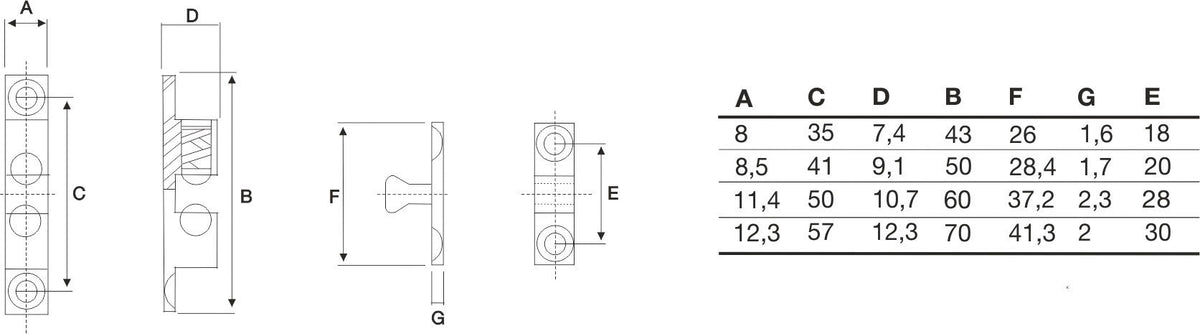 BMB Doppelkugelschnäpper MS blk 43mm KGL u.Feder a.STA – 24 Stück