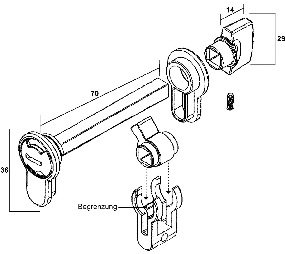 SCHNEGEL WC-/Badmodul 007/7000 PZ 70 mm Aluminium Druckguss mit Zubehör