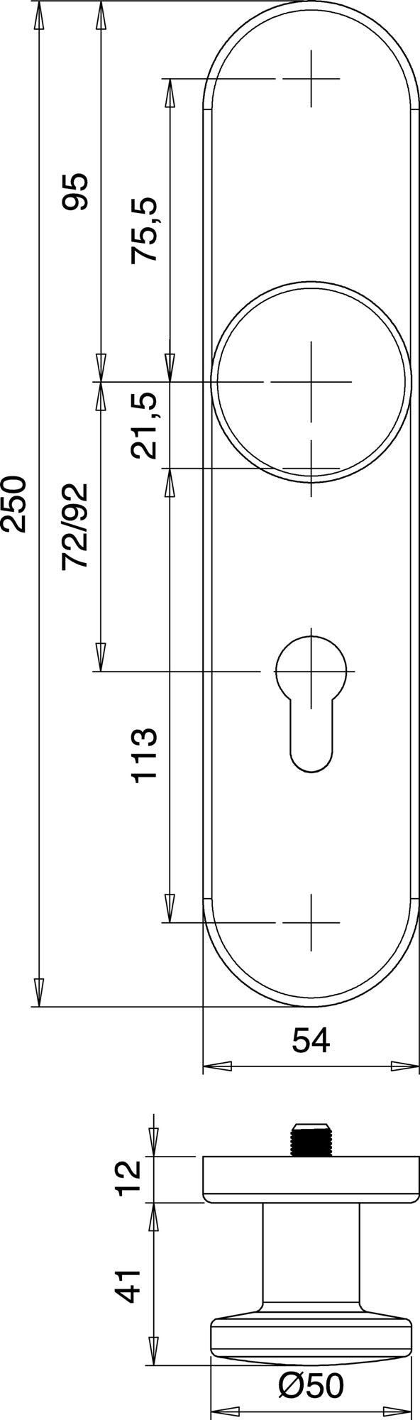 EDI Schutzgarnitur Logo 8753/7203 Edelstahl für Türstärke 35-45 mm, PZ, ES1