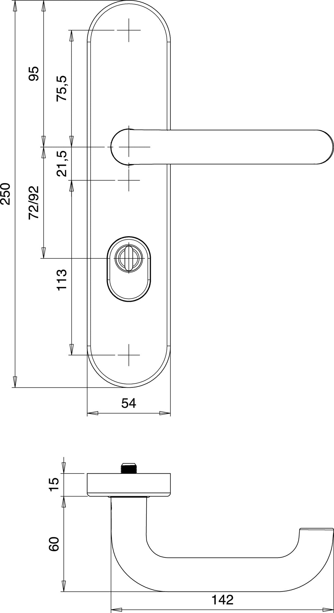 EDI Schutzgarnitur Logo 8755/7203 Alu F1, 72 mm, für Türstärke 35-45 mm, ES1, DIN links/rechts