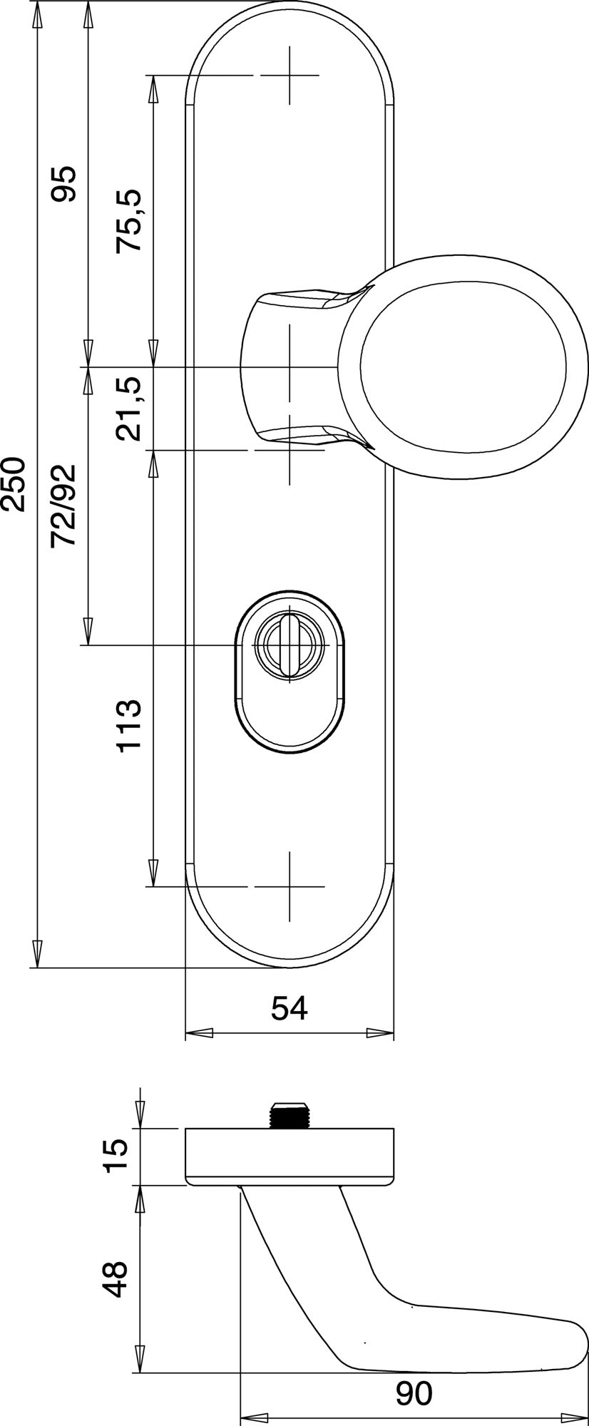 EDI Schutzgarnitur Logo 8755/7203 Alu F1, 72 mm, für Türstärke 35-45 mm, ES1, DIN links/rechts