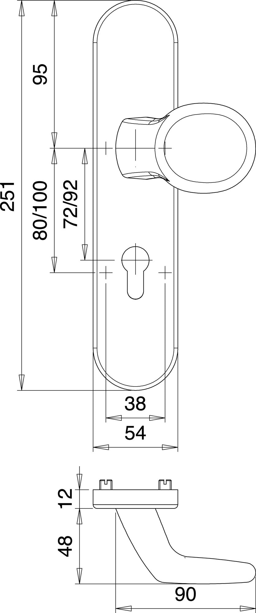 EDI Schutzgarnitur METIS 8741/0272 Edelstahl EST 72 mm für Türstärke 35-45 mm – Wechselgarnitur ES1