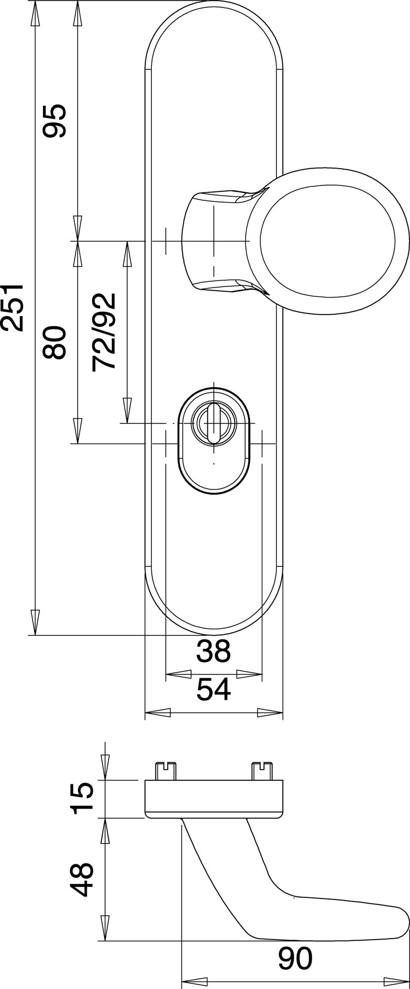 EDI Schutzgarnitur METIS 8741/0272 Edelstahl EST 72 mm für Türstärke 35-45 mm – Wechselgarnitur ES1