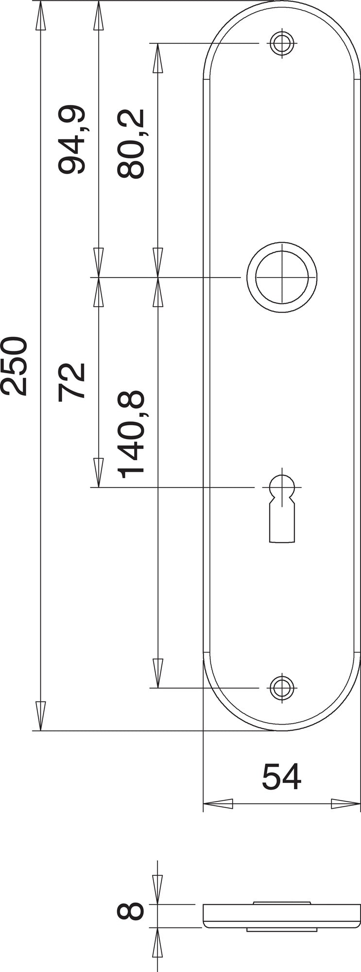 EDI Renovierschild 206 Z Edelstahl oval 250 mm Entfernung 72 mm – 2 Stück