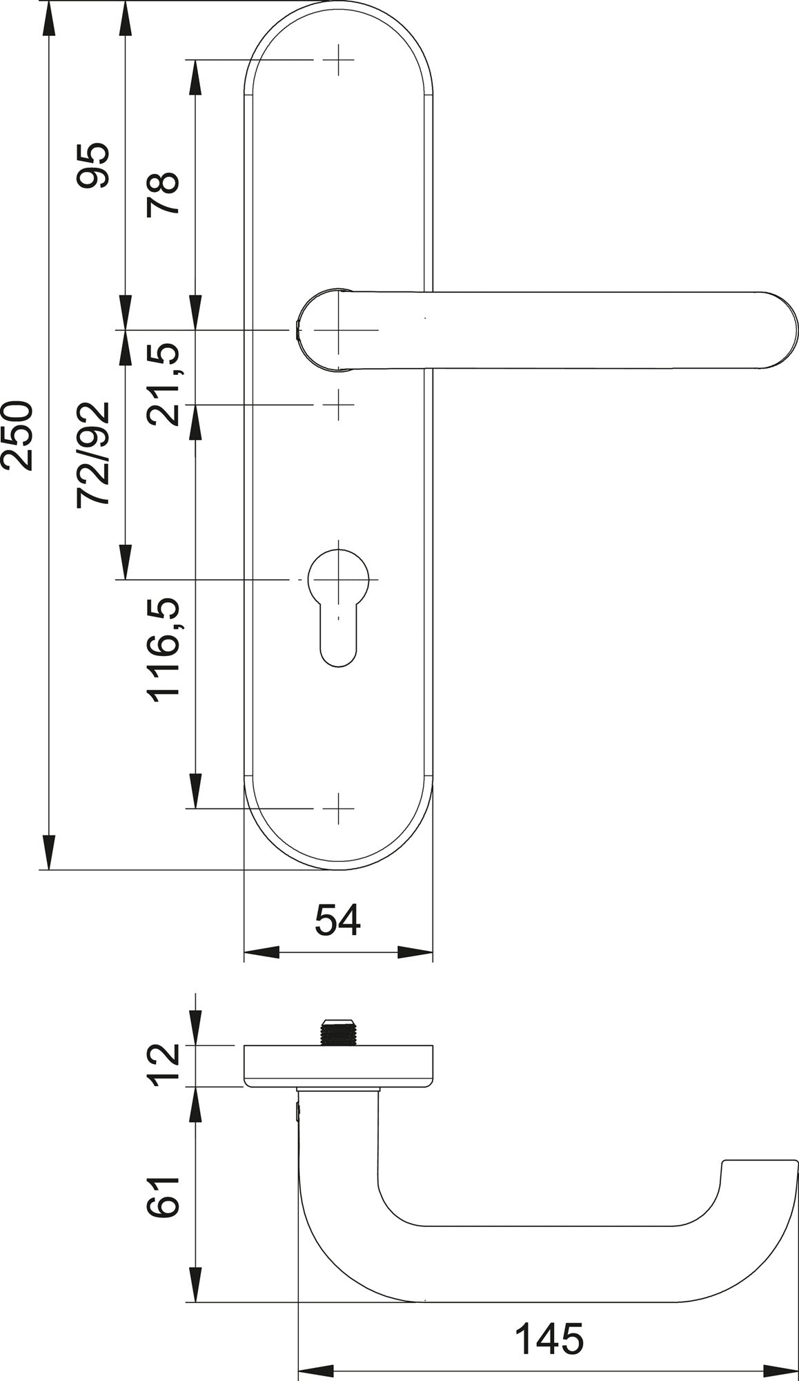 EDI Schutzgarnitur Logo 8753/0272 Edelstahl EST 72 mm für Türstärke 35-45 mm
