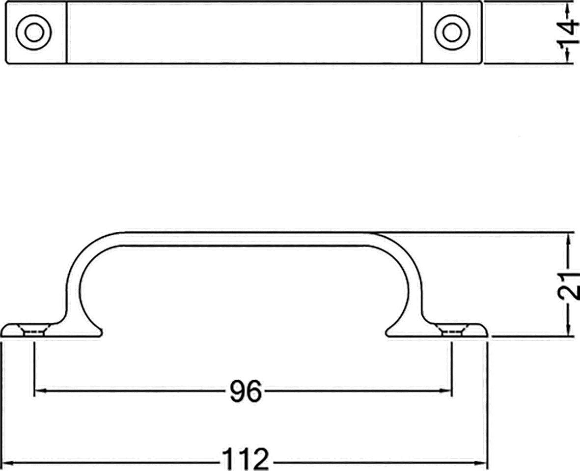 HERMETA Handgriff Aluminium 112 mm – eloxiert, 2 Schraublöcher, C2C-zertifiziert